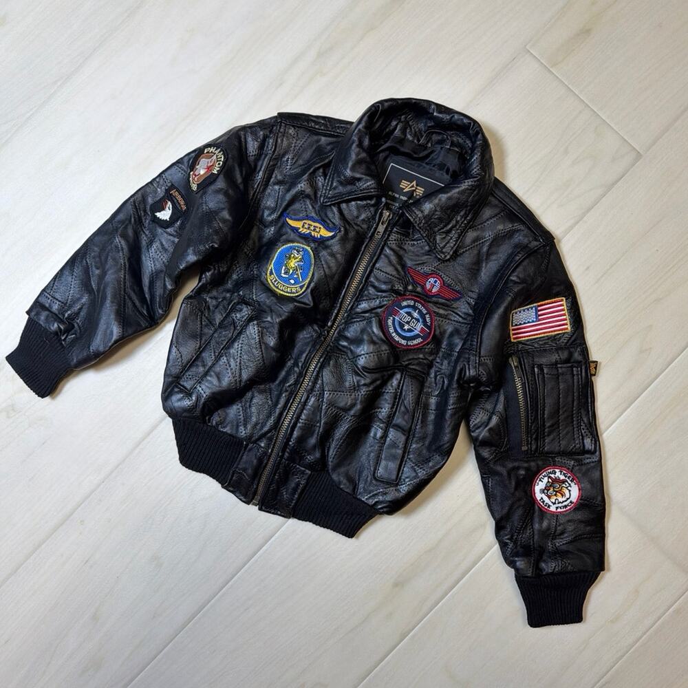 Alpha Industries Toddler Maverick Top Gun Genuine Leather Jacket